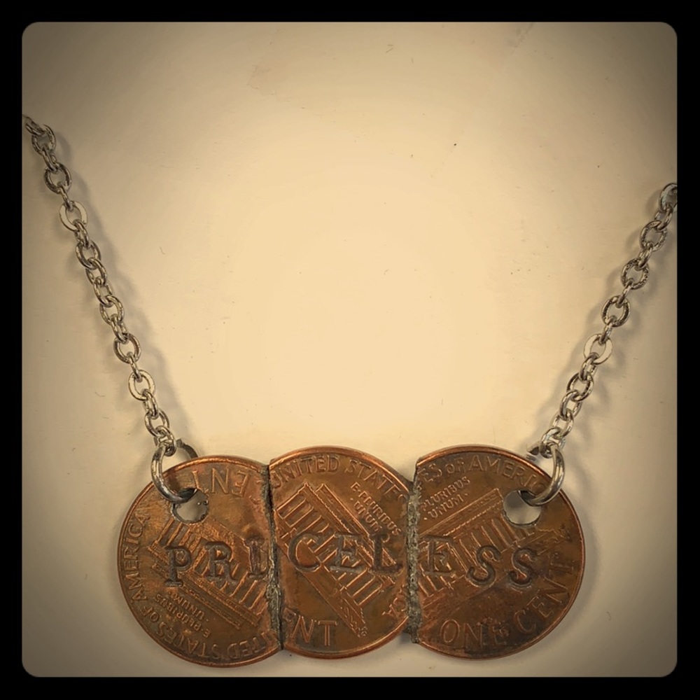 Priceless 3 penny necklace two sided different